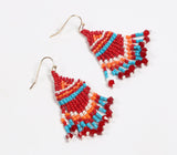 Czech Seed Beads Red Dangle Earrings