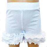 AnnLoren Girls White Knit Ruffle Shorts  Summer Camp Clothing