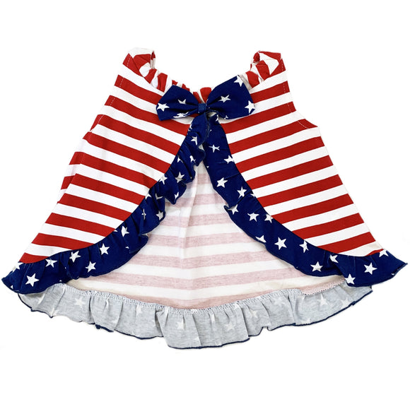 AnnLoren Baby Girls 4th of July Swing Tank Top with Ruffle Trim and