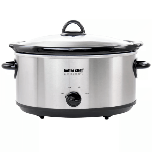 Better Chef 6-Quart Oval Stainless Steel Slow Cooker with Removable