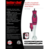 Better Chef 200W DualPro Immersion Blender Hand-Mixer with Cup and