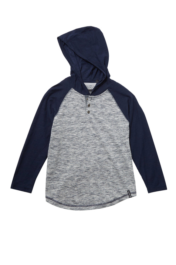 Baseball Sleeve Henley with Hood Boy