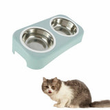 Cat Stainless Steel Bowls Pet Feeding Double Bowl Anti-skid Water Bowl