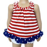 AnnLoren Baby Girls 4th of July Swing Tank Top with Ruffle Trim and