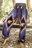 Purple PEACOCK ELEPHANT Pants Women Boho Pants Hippie