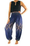 Blue PEACOCK Eye Women Boho Pants Hippie Pants