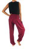 Burgundy Women Boho Pants Hippie Pants Yoga Pants Harem