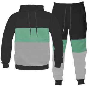 Color Block Hoodie and Jogger Sweat Pant SET