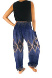 Blue PEACOCK Eye Women Boho Pants Hippie Pants