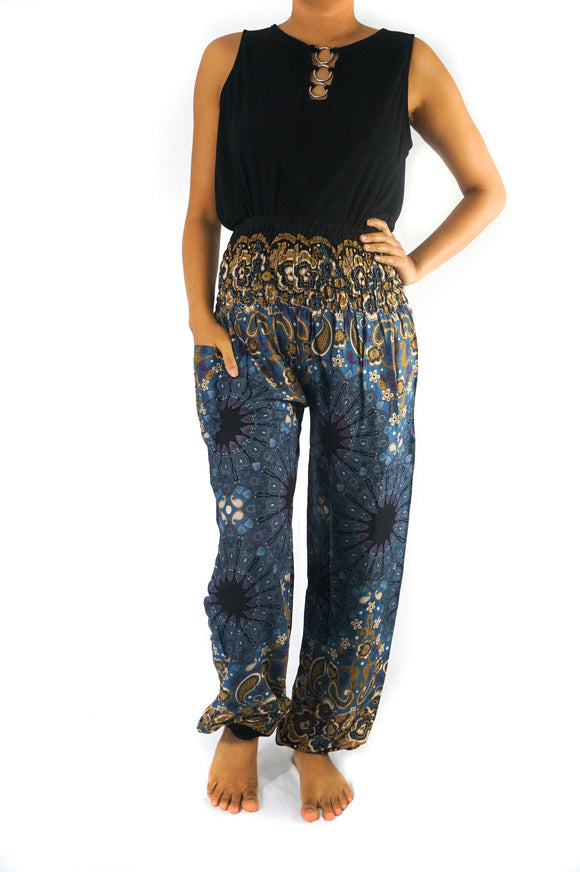 Blue MANDALA Women Boho Pants Hippie Pants Yoga Pants