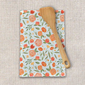 Burnt Orange Floral Tea Towel