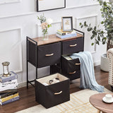 5 Drawer Dresser Storage Organizer Fabric Wood Top Closet