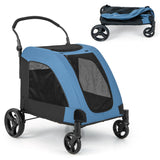 4 Wheels Extra Large Dog Stroller Foldable Pet Stroller with Dual Entry