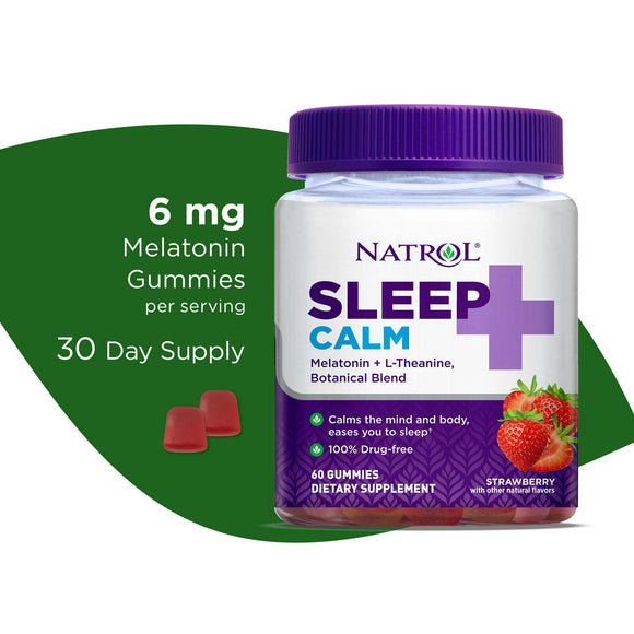 Natrol® Sleep+™ Calm Melatonin Gummies for Adults, Strawberry Flavor, 60 Count