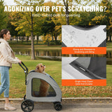 VEVOR Pet Stroller, 4 Wheels Dog Stroller Rotate with Brakes, 160lbs Weight Capacity, Puppy Stroller with Breathable Mesh Windows and Height-Adjustable Height, for Medium and Large Dogs, Dark Grey