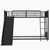 Metal Bunk Bed with Slide, Twin over Twin