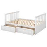 Full over Full Bunk Bed with Drawers, Convertible Beds, White