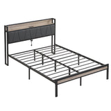 Queen Size Metal Platform Bed Frame with upholstery storage function Headboard and USB LINER and Footboard , No Box Spring Needed, Large Under Bed Storage, Easy Assemble