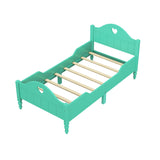 Girl's Love Princess Bed Macaron Twin Size Toddler Bed with Side Safety Rails and Headboard and Footboard, Seasoft Green