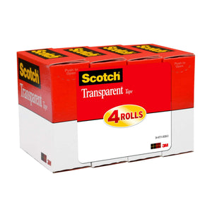 Scotch Transparent Tape, 3/4 in. x 1000 in., 4 Rolls