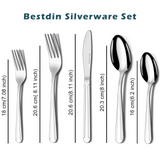 Bestdin Silverware Set for 12, 60 Pieces Stainless Steel Flatware Set, Include Fork Knife Spoon Set, Mirror Polished, Dishwasher Safe,Texture Design Tableware Cutlery Set for Home Kitchen Restaurant