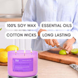 Lemon Lavender 3-Wick Candle Natural Soy Wax Candle for Home, 15.8 Oz Large Aromatherapy Candle for Relaxation, Scented Candle for Women and Men, Luxury Candle Gift for Him and Her