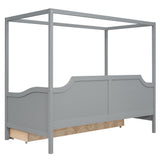 Twin Size Wooden Canopy Daybed with 3 in 1 Storage Drawers,Grey