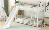 Metal Bunk Bed with Slide, Twin over Twin