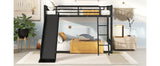 Metal Bunk Bed with Slide, Twin over Twin