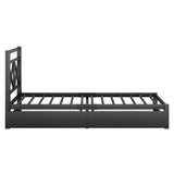 Metal Platform Bed with 2 Drawers, Twin (Black)