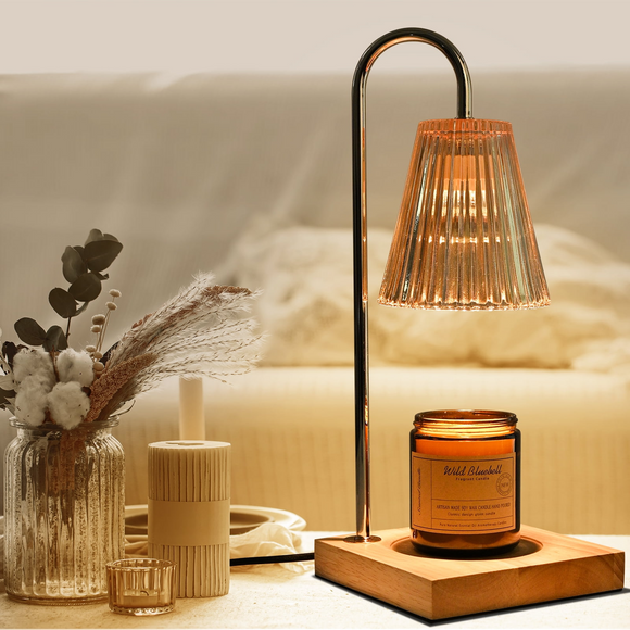 Bedduvit Candle Warmer Lamp, Electric Bedside Candle Lamp Warmer, Gifts for Mom, Clear Classic Glass Amber Dimmable Wax Melt Warmer for Scented Wax with 2 Bulbs, Jar Candles, Anniversary Women Gifts