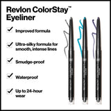 Revlon ColorStay Pencil Eyeliner with Built-in Sharpener Waterproof Smudgeproof Longwearing Eye Makeup with Ultra-Fine Tip 201 Black 2 Pack