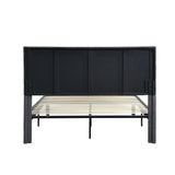 Full Size Upholstered Platform Bed Frame with Headboard;  Strong Wood Slat Support;  Mattress Foundation;  No Box Spring Needed;  Easy Assembly;  Gray