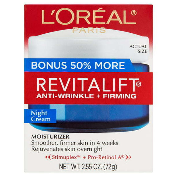 L'Oreal Paris Revitalift Anti-Wrinkle and Firming Night Cream;  Bonus Size;  2.55 fl. oz