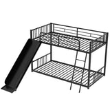 Metal Bunk Bed with Slide, Twin over Twin