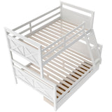 Twin over Full Bunk Bed with Ladder, Two Storage Drawers, Safety Guardrail, White