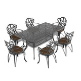 L58.27*W34.65-inch Cast Aluminum Patio Dining Table With Black Frame and Umbrella Hole