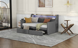 Twin Size Daybed with Storage Drawers, Upholstered Daybed with Charging Station and LED Lights, Gray(Old Item W1580S00023)