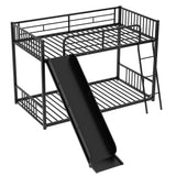 Metal Bunk Bed with Slide, Twin over Twin