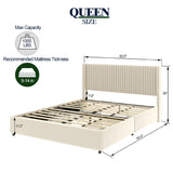 Same as B083119227 Anna Queen Size Ivory Velvet Upholstered Wingback Platform Bed with Patented 4 Drawers Storage, Modern Design Headboard with Tight Channel, Wooden Slat Mattress Support