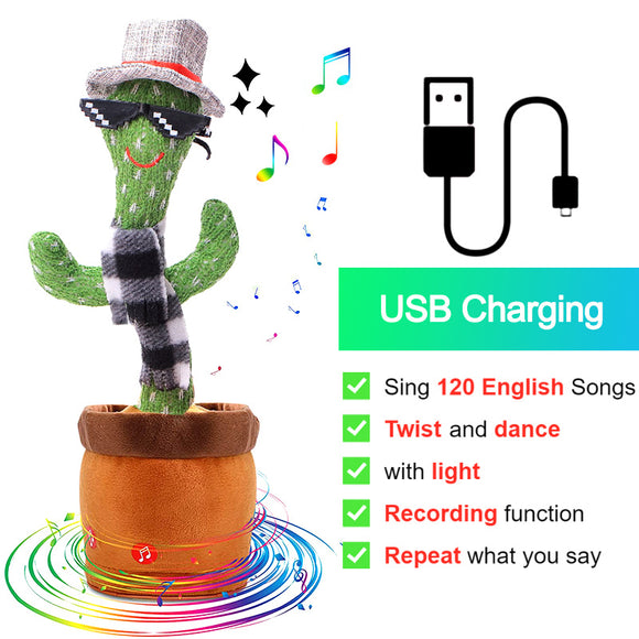 Bluetooth Dancing Cactus Repeat Talking Toy 60/120 Songs Electronic Plush Toys Singing Recording Doll Early Education for Kids