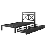 Metal Platform Bed with 2 Drawers, Twin (Black)