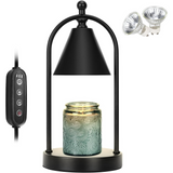 Soilsiu Candle Warmer Lamp with Timer, Electric Black Candle Warmer Light for Bedroom, Dimmable Wax Melts Warmer for Candle Jars, Home Decor Beside Lamp Gifts for Women (2 Bulbs Included)