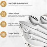 20PCS Silverware Set, Stainless Steel Flatware Set 4 Knives 4 Forks 4 Spoons 4 Tea Forks 4 Teaspoons with Beautiful Flower Pattern for Kitchen Restaurant Party Sliver