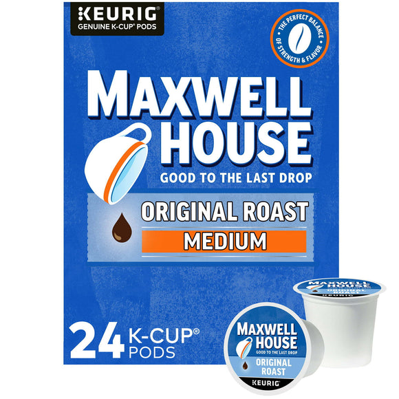 Maxwell House Original Roast Ground Coffee K-Cup Pods, Caffeinated, 24 ct, 8.3 oz Box