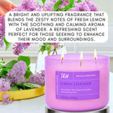 Lemon Lavender 3-Wick Candle Natural Soy Wax Candle for Home, 15.8 Oz Large Aromatherapy Candle for Relaxation, Scented Candle for Women and Men, Luxury Candle Gift for Him and Her