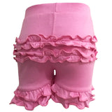 AnnLoren Girls Pink Stretch Cotton Knit RuffleButts Shorts