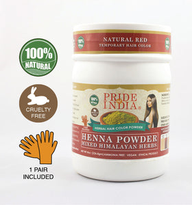 Herbal Henna Hair Color Powder w/ Gloves - Natural Red, Half Pound (8o