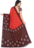 Printed Daily Wear Georgette Saree  (Red, Brown)