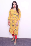 Women Printed Viscose Rayon Anarkali Kurta  (Yellow)